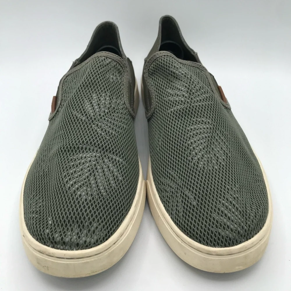 OluKai Pehuea Casual Slip On Comfort Shoes Green Foliage Print Women's 11 Mesh